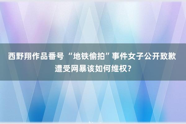 西野翔作品番号 “地铁偷拍”事件女子公开致歉 遭受网暴该如何维权？