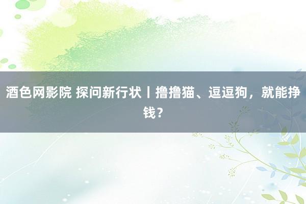 酒色网影院 探问新行状丨撸撸猫、逗逗狗，就能挣钱？