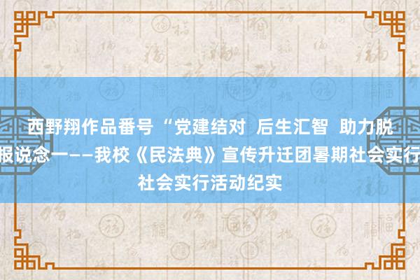 西野翔作品番号 “党建结对  后生汇智  助力脱贫”系列报说念一——我校《民法典》宣传升迁团暑期社会实行活动纪实