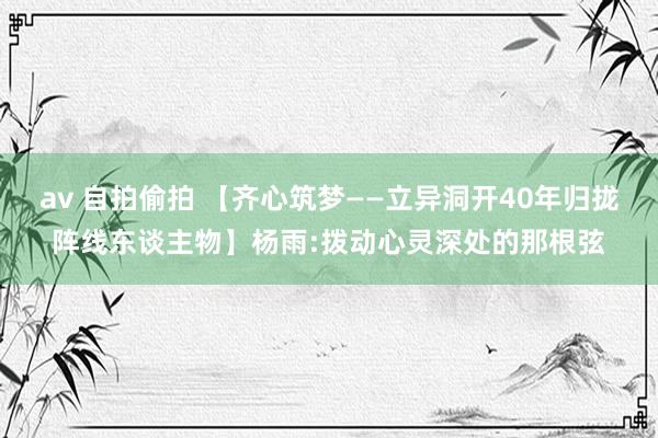 av 自拍偷拍 【齐心筑梦——立异洞开40年归拢阵线东谈主物】杨雨:拨动心灵深处的那根弦