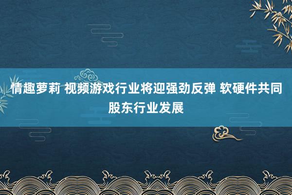 情趣萝莉 视频游戏行业将迎强劲反弹 软硬件共同股东行业发展