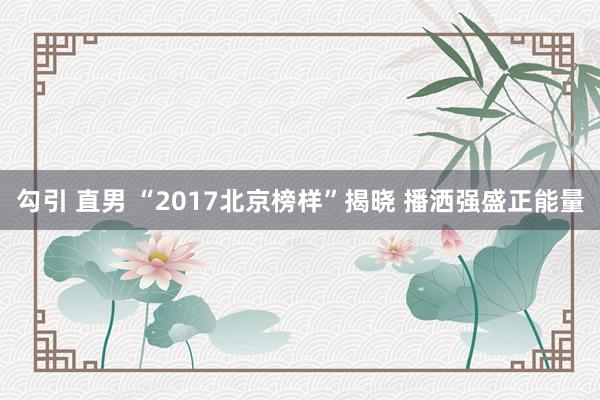 勾引 直男 “2017北京榜样”揭晓 播洒强盛正能量