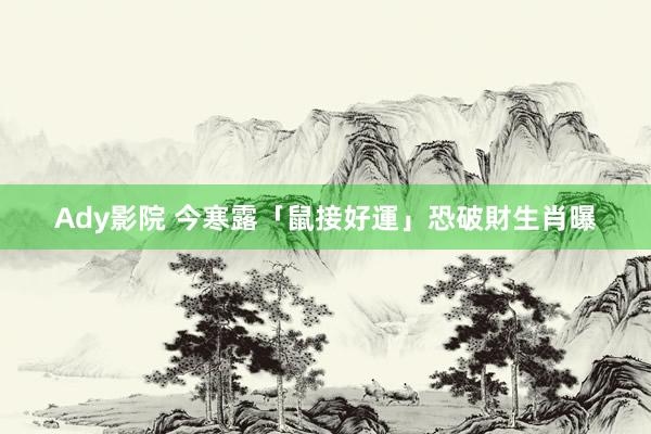 Ady影院 今寒露「鼠接好運」　恐破財生肖曝